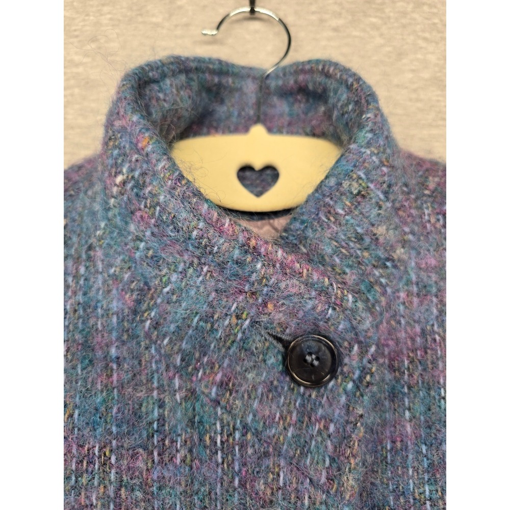 Avoca Collection Tweed Wool Coat Womens Blue Purple Irish Pure New Wool Vintage